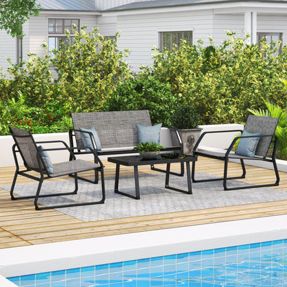 Set da conversazione in tessuto Corvus Yorkdale da 4 pezzi per esterni