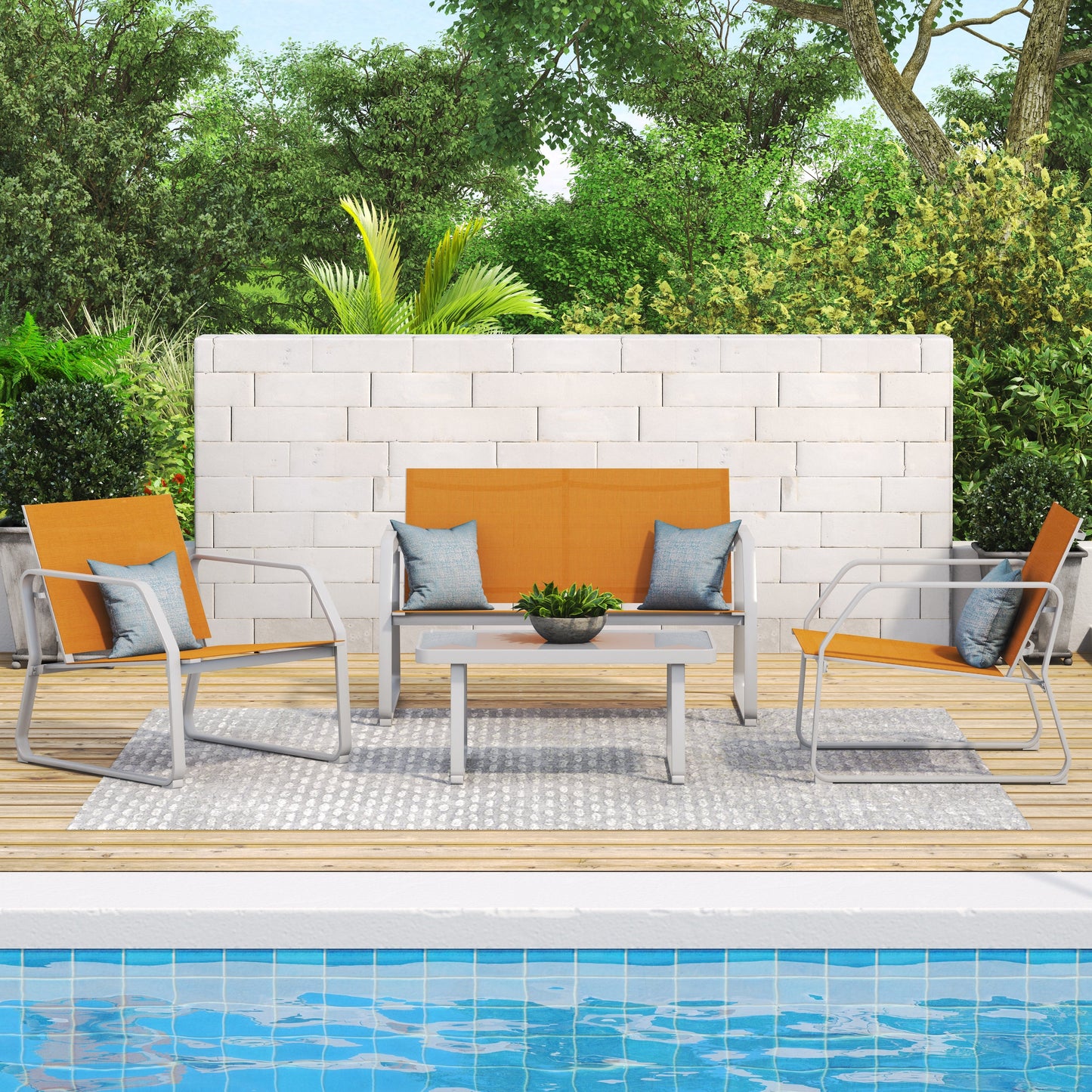 Set da conversazione in tessuto Corvus Yorkdale da 4 pezzi per esterni