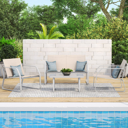 Set da conversazione in tessuto Corvus Yorkdale da 4 pezzi per esterni