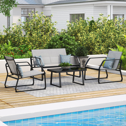 Set da conversazione in tessuto Corvus Yorkdale da 4 pezzi per esterni