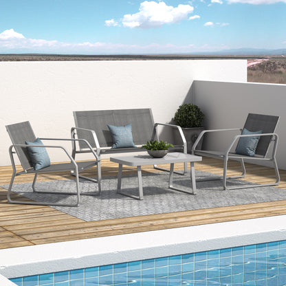 Set da conversazione in tessuto Corvus Yorkdale da 4 pezzi per esterni