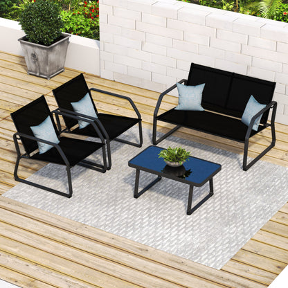 Set da conversazione in tessuto Corvus Yorkdale da 4 pezzi per esterni