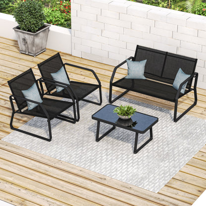 Set da conversazione in tessuto Corvus Yorkdale da 4 pezzi per esterni