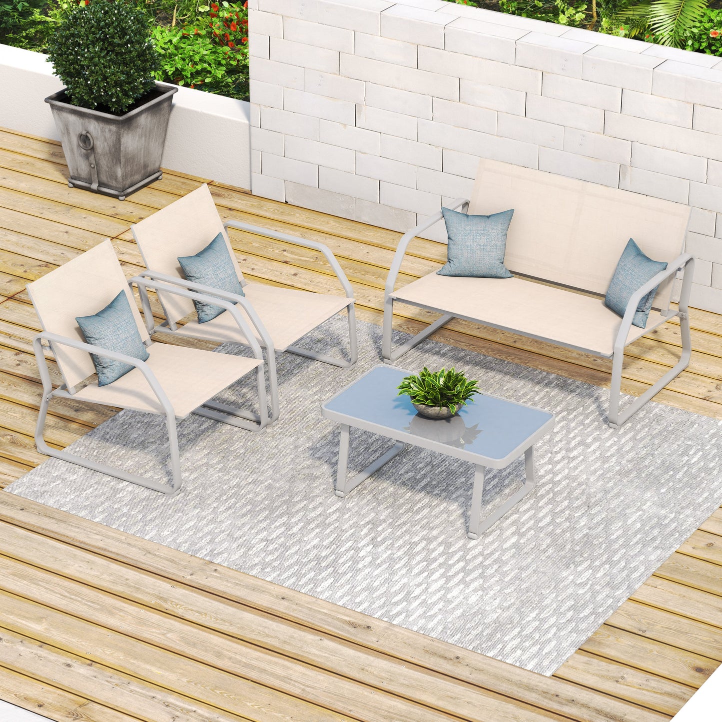 Set da conversazione in tessuto Corvus Yorkdale da 4 pezzi per esterni