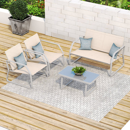 Set da conversazione in tessuto Corvus Yorkdale da 4 pezzi per esterni