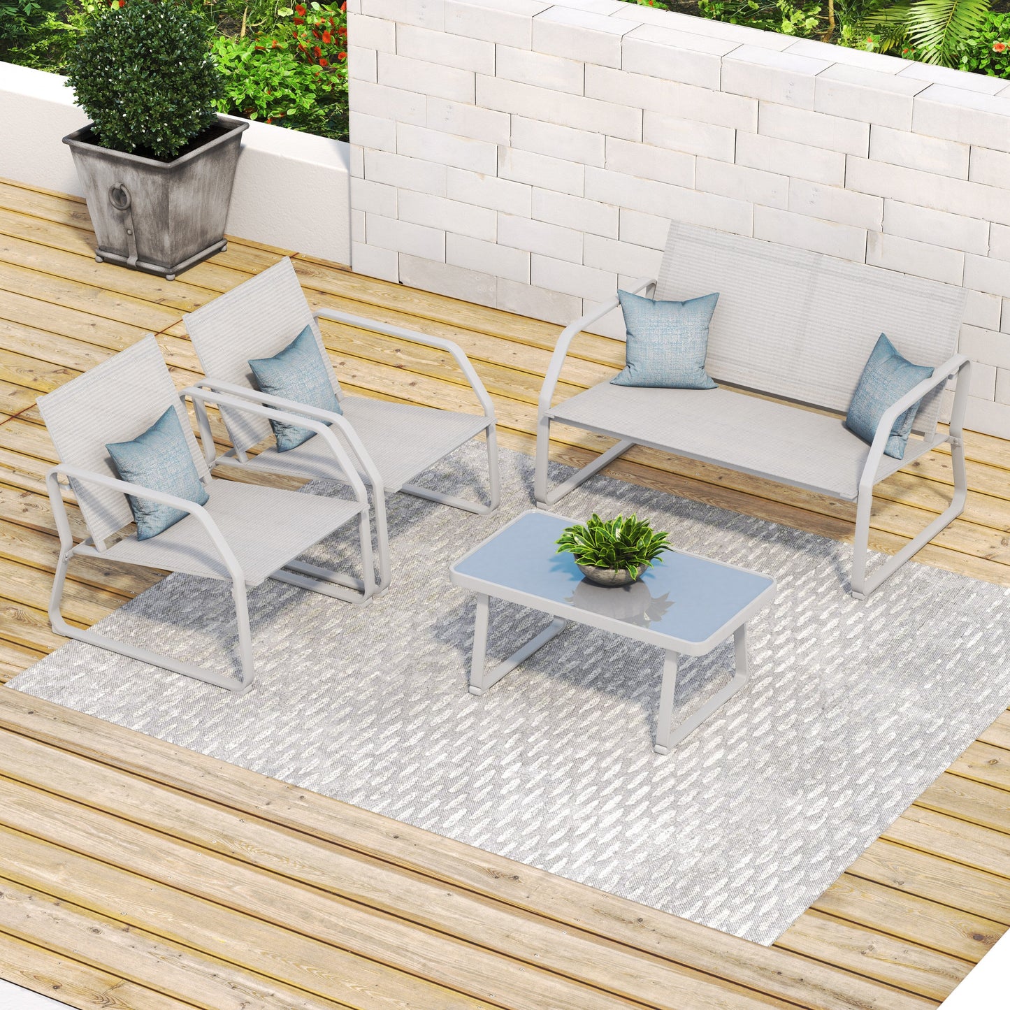 Set da conversazione in tessuto Corvus Yorkdale da 4 pezzi per esterni