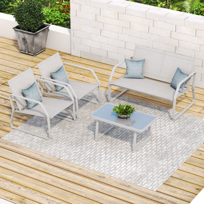 Set da conversazione in tessuto Corvus Yorkdale da 4 pezzi per esterni