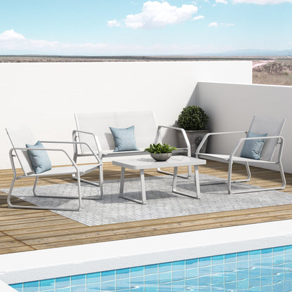 Set da conversazione in tessuto Corvus Yorkdale da 4 pezzi per esterni