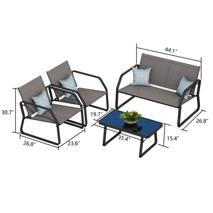 Set da conversazione in tessuto Corvus Yorkdale da 4 pezzi per esterni