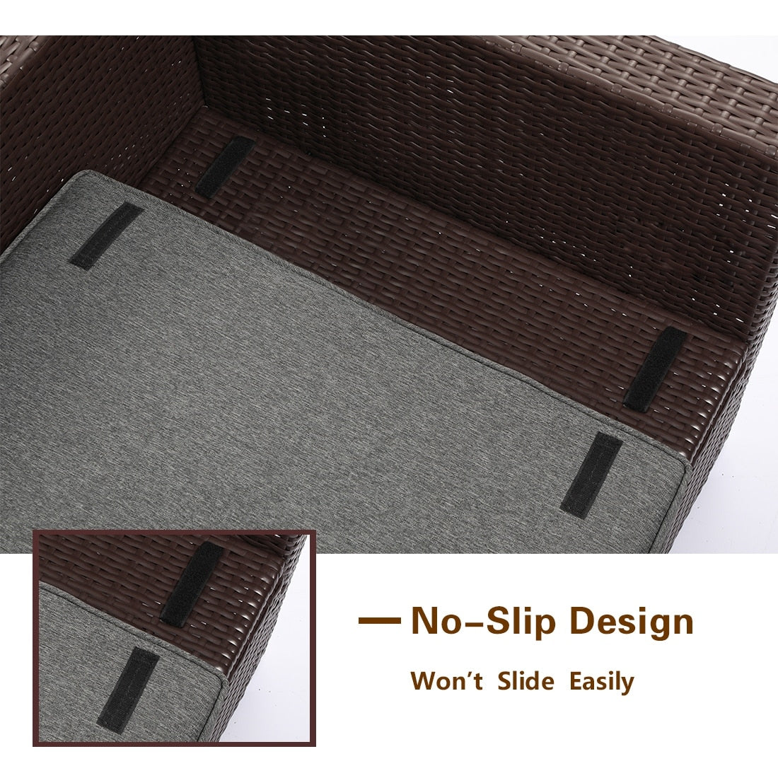 Set di mobili da esterno in vimini da 5 pezzi più accogliente con tavolino da caffè