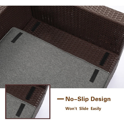 Set di mobili da esterno in vimini da 5 pezzi più accogliente con tavolino da caffè