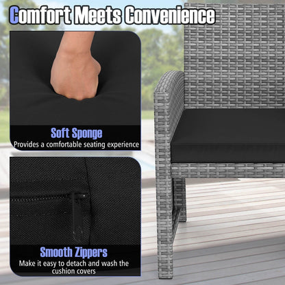 Set di mobili da giardino Costway 3 pezzi con tavolino in vetro temperato e - Vedi dettagli