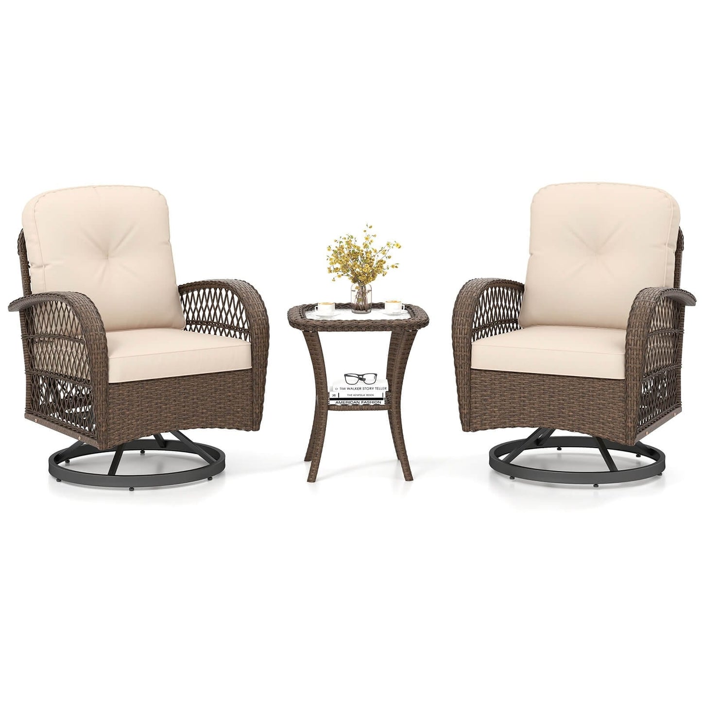 Set di mobili da bistrot girevoli da giardino Costway da 3 pezzi - Vedi dettagli