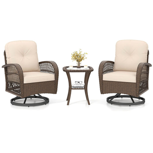 Set di mobili da bistrot girevoli da giardino Costway da 3 pezzi - Vedi dettagli