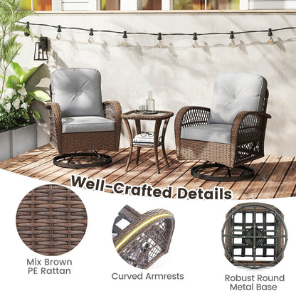 Set di mobili da bistrot girevoli da giardino Costway da 3 pezzi - Vedi dettagli