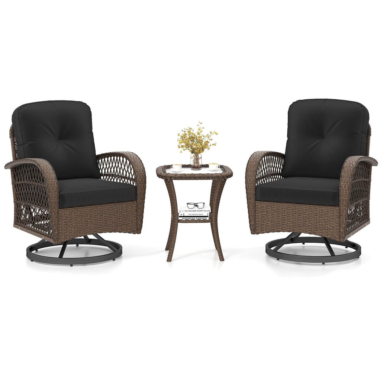 Set di mobili da bistrot girevoli da giardino Costway da 3 pezzi - Vedi dettagli