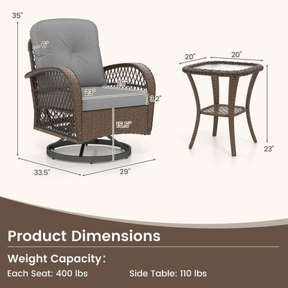 Set di mobili da bistrot girevoli da giardino Costway da 3 pezzi - Vedi dettagli