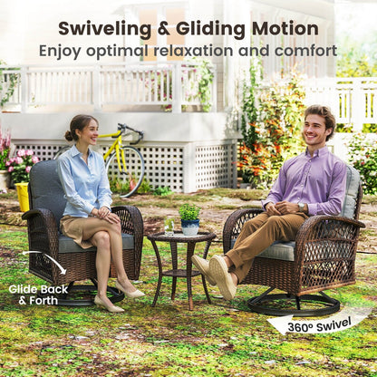 Set di mobili da bistrot girevoli da giardino Costway da 3 pezzi - Vedi dettagli