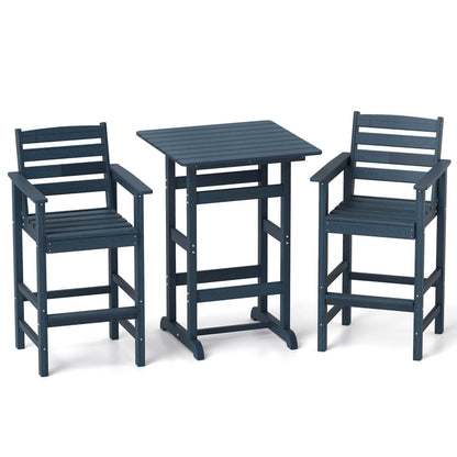Set da bar Costway da 3 pezzi in HDPE con poltrone e piano alto quadrato - Vedi dettagli