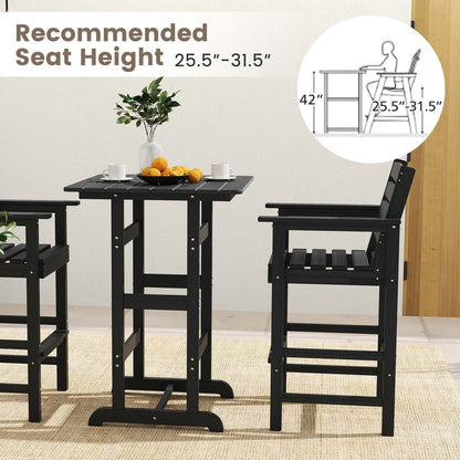 Set da bar Costway da 3 pezzi in HDPE con poltrone e piano alto quadrato - Vedi dettagli