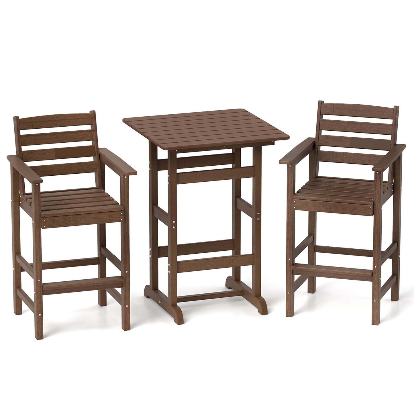 Set da bar Costway da 3 pezzi in HDPE con poltrone e piano alto quadrato - Vedi dettagli