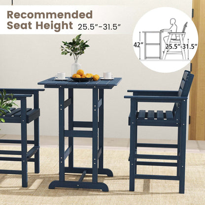 Set da bar Costway da 3 pezzi in HDPE con poltrone e piano alto quadrato - Vedi dettagli