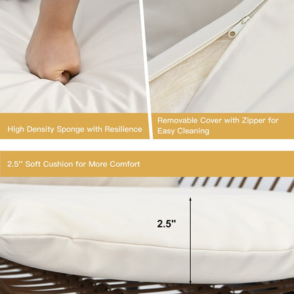 Costway 3 pezzi set da bistrot in rattan per patio, sedia imbottita, tavolo in vetro, terrazza - Vedi dettagli