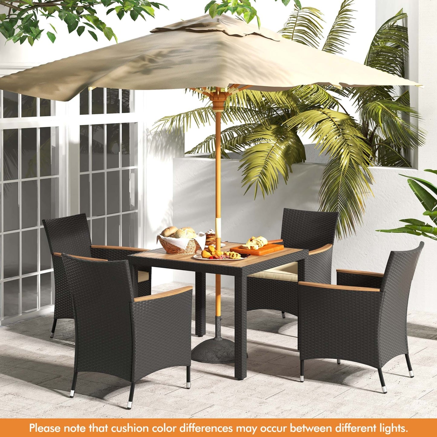 Set da pranzo da giardino Costway da 5 pezzi per 4 persone in rattan - Vedi dettagli