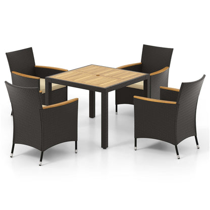 Set da pranzo da giardino Costway da 5 pezzi per 4 persone in rattan - Vedi dettagli
