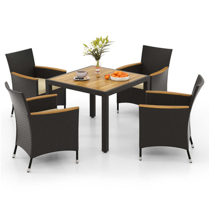 Set da pranzo da giardino Costway da 5 pezzi per 4 persone in rattan - Vedi dettagli