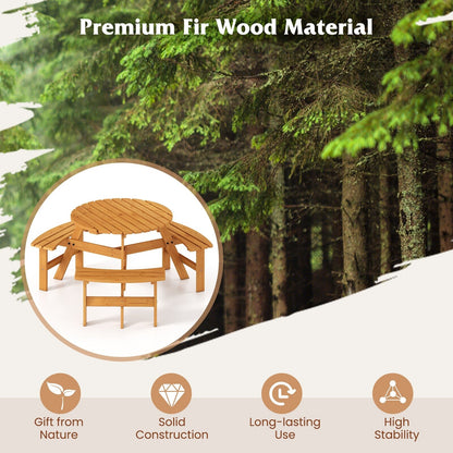 Set da tavolo da picnic rotondo Costway per 6 persone con 3 panche integrate 2 - Vedi dettagli