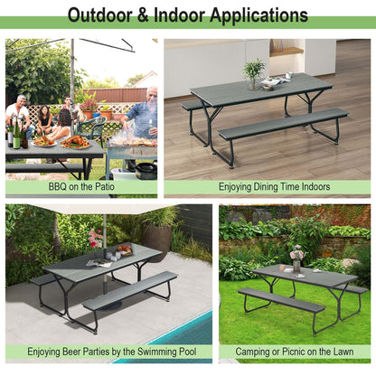 Set tavolo da picnic Costway da 6 piedi, tavolo da esterno in HDPE resistente - Vedi dettagli