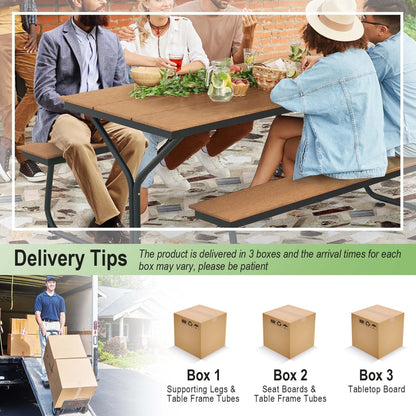 Set tavolo da picnic Costway da 6 piedi, tavolo da esterno in HDPE resistente - Vedi dettagli