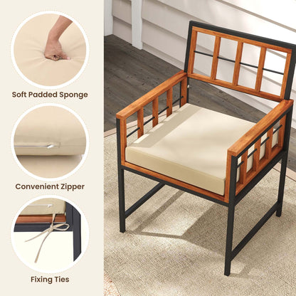 Set da pranzo per patio Costway 7 pezzi, tavolo da esterno in legno di acacia con seduta morbida - Vedi dettagli