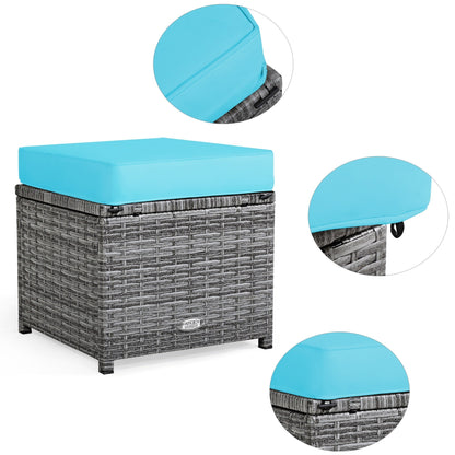 Costway 7 pezzi set da pranzo in rattan per patio divano componibile divano pouf - Vedi dettagli