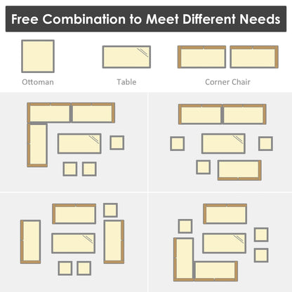Costway 7 pezzi set da pranzo in rattan per patio divano componibile divano pouf - Vedi dettagli