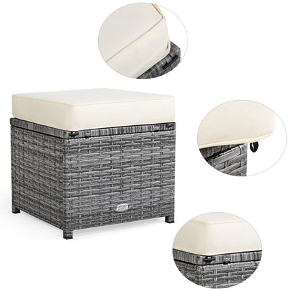 Costway 7 pezzi set da pranzo in rattan per patio divano componibile divano pouf - Vedi dettagli