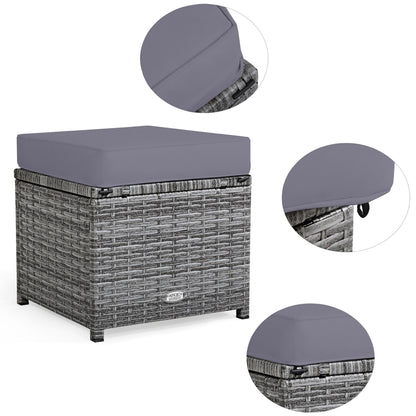 Costway 7 pezzi set da pranzo in rattan per patio divano componibile divano pouf - Vedi dettagli