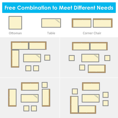 Costway 7 pezzi set da pranzo in rattan per patio divano componibile divano pouf - Vedi dettagli