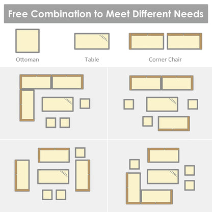 Costway 7 pezzi set da pranzo in rattan per patio divano componibile divano pouf - Vedi dettagli