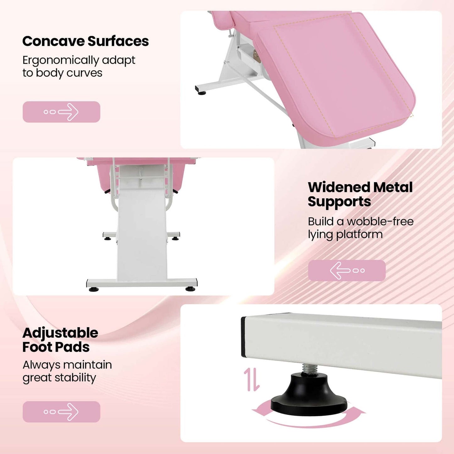 Lettino da massaggio Costway 72 con sgabello idraulico, schienale regolabile e