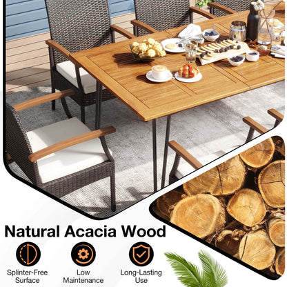 Costway 9 pezzi set da pranzo per esterni con 8 poltrone e acacia - Vedi dettagli