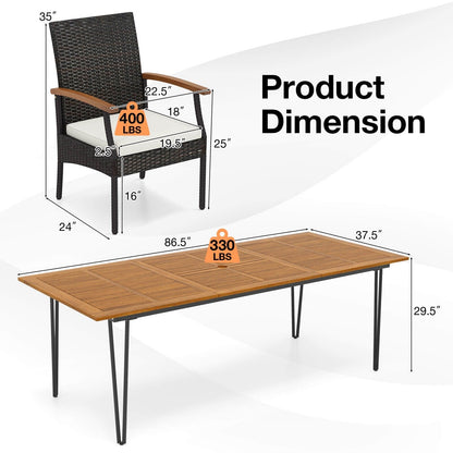 Costway 9 pezzi set da pranzo per esterni con 8 poltrone e acacia - Vedi dettagli