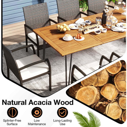 Costway 9 pezzi set da pranzo per esterni con 8 poltrone e acacia - Vedi dettagli
