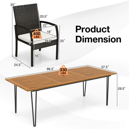 Costway 9 pezzi set da pranzo per esterni con 8 poltrone e acacia - Vedi dettagli
