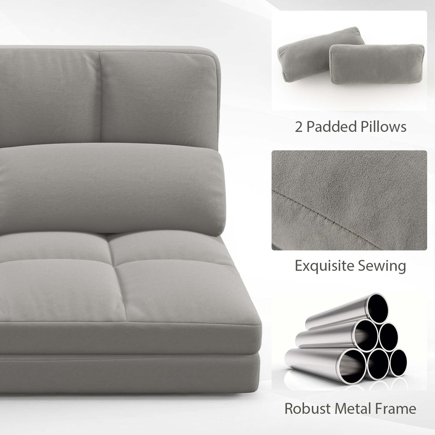 Divano letto da terra Costway con 2 cuscini, schienale regolabile in 6 posizioni - Vedi dettagli