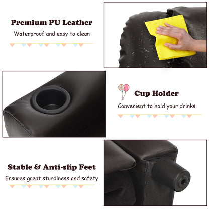 Poltrona reclinabile per bambini Costway in similpelle con braccioli e poggiapiedi