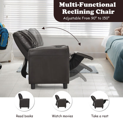 Poltrona reclinabile per bambini Costway in similpelle con braccioli e poggiapiedi