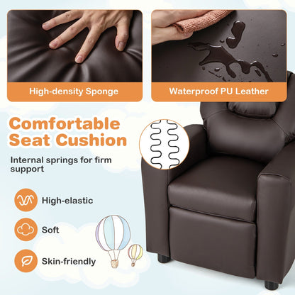 Poltrona reclinabile per bambini Costway con portabicchieri e tasca laterale regolabile