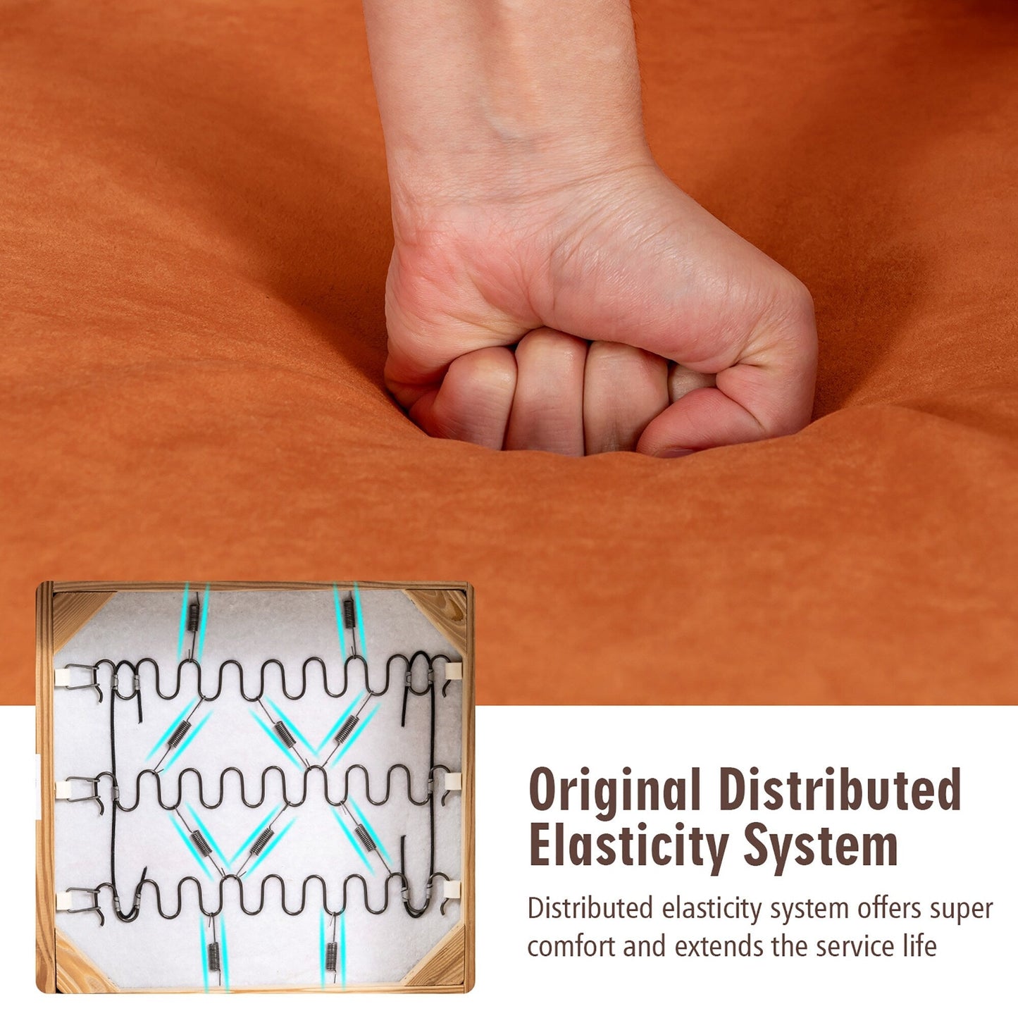 Divano singolo moderno in pile berbero Costway con pouf e cintura - 31'' x 31'' x 34,5''